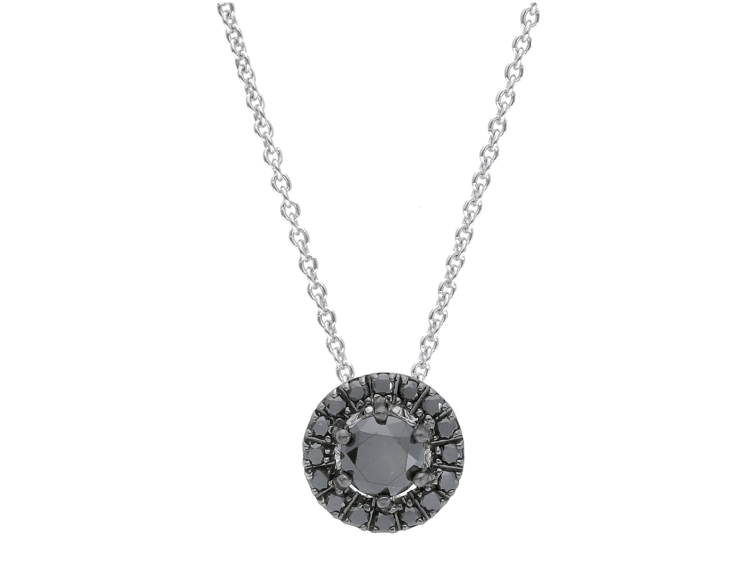 White gold single stone necklace k18 with diamonds (code S223419)